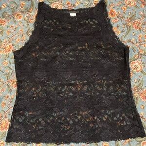 Natori Black Sleeveless Lace Tank Top